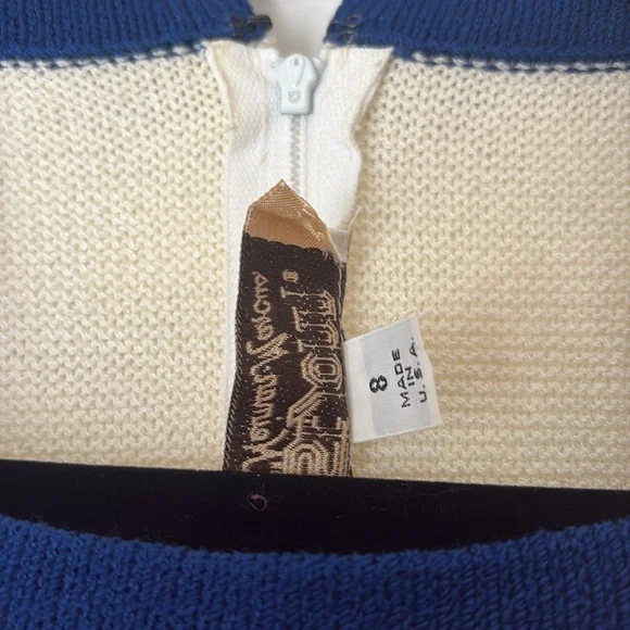 St John Cream and Navy Knit Top with Zipper Detail - Picture 3 of 7